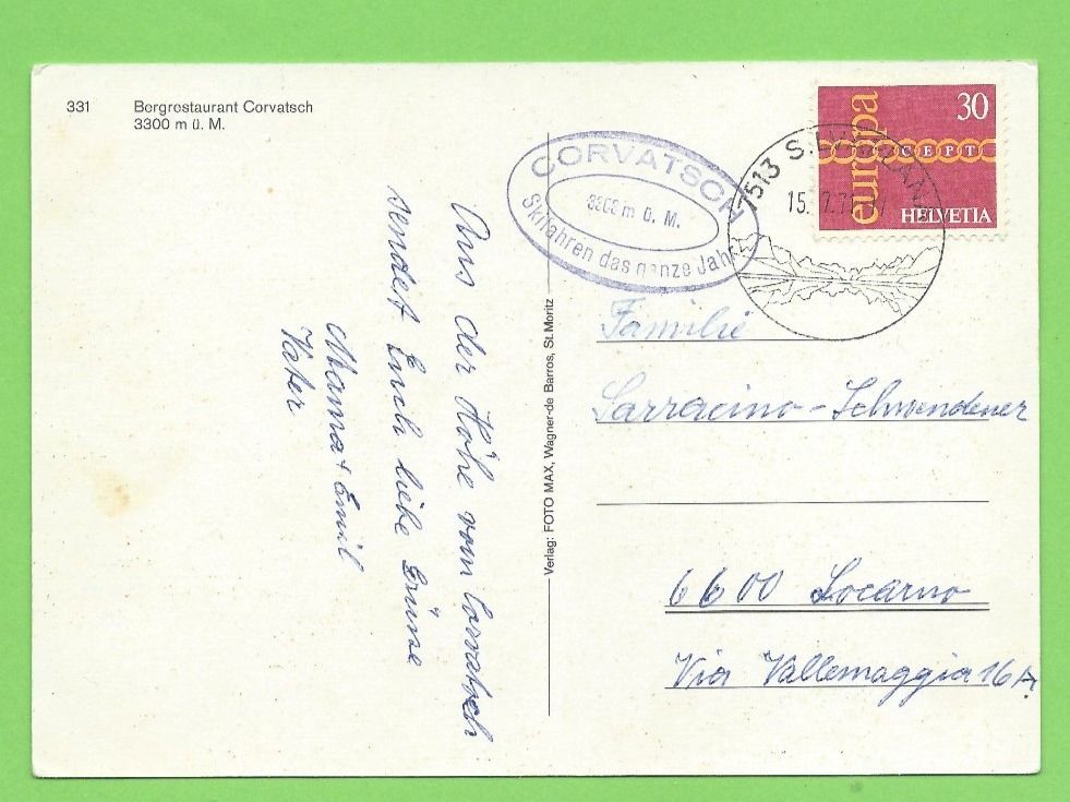 Cartoline postali: Bergrestaurant Corvatsch – Usato da Zürich venduto da t24_de 1