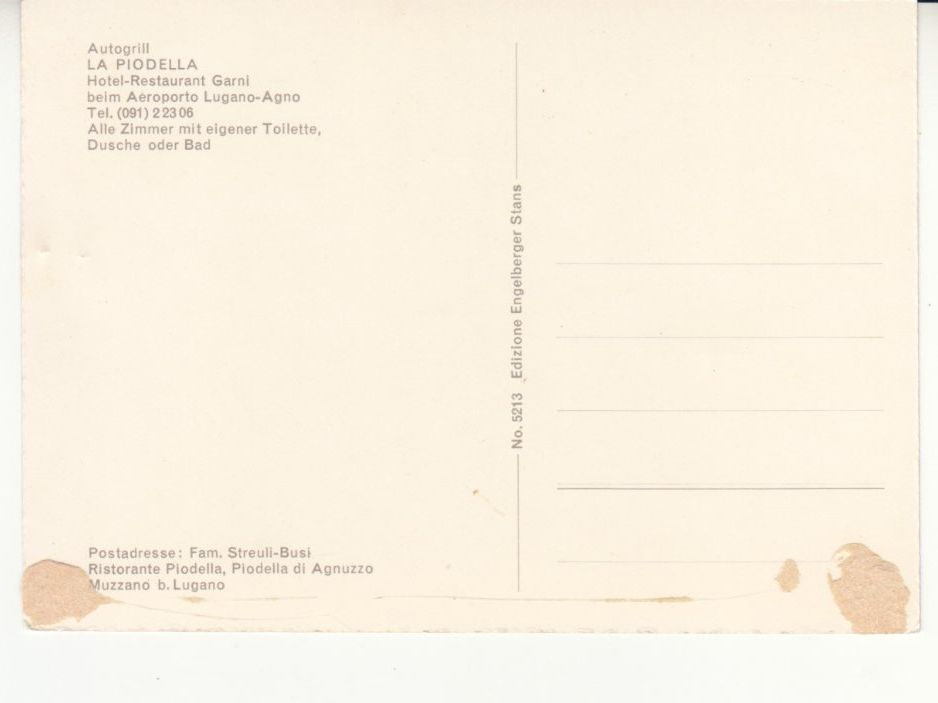 Cartes postales: Lugano Agno La Piodella ca. 1965 – D'occasion à Bürglen TG par StampGraf 1