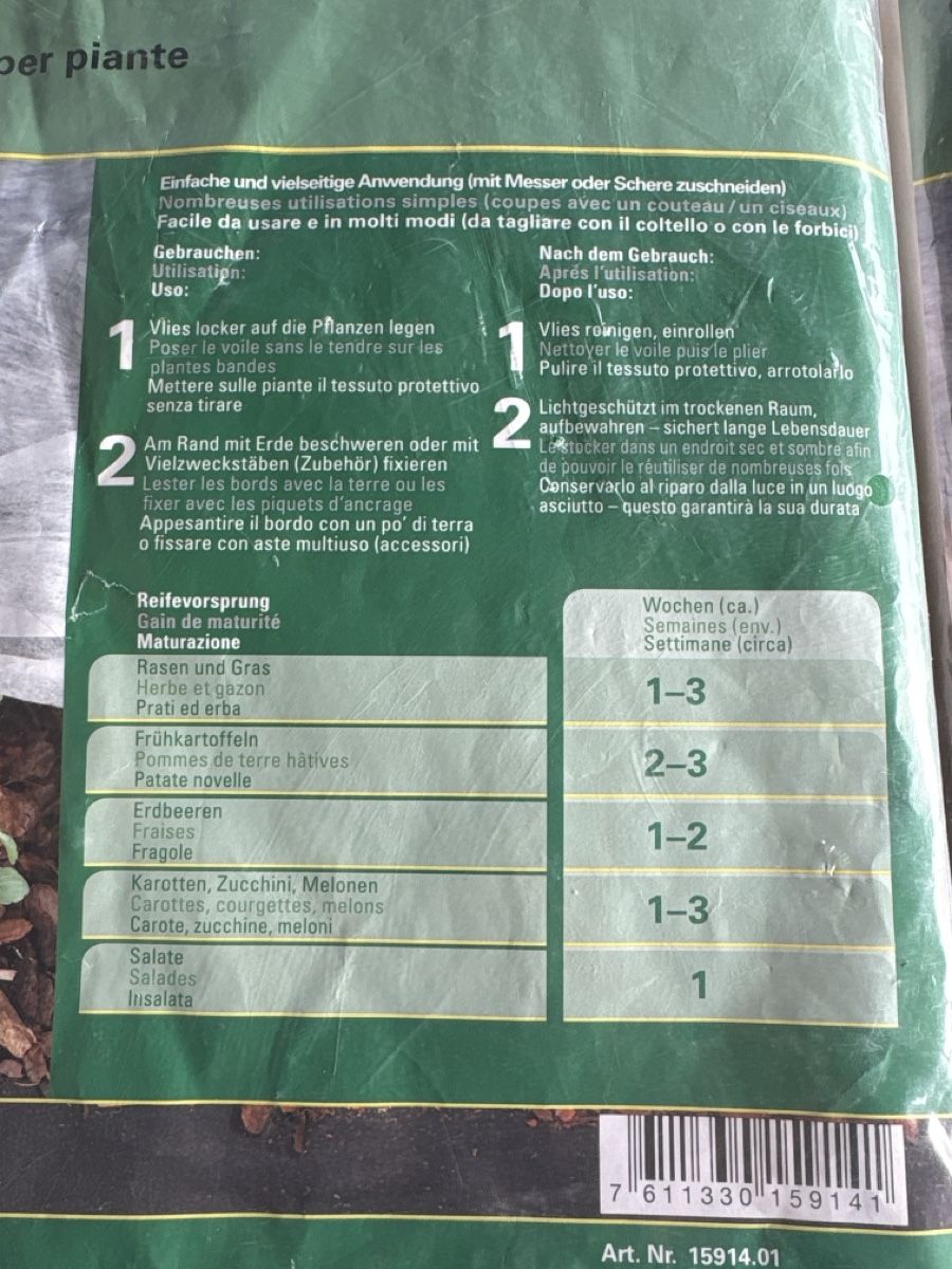 Lackretusche & Schutzfolien: Gartenflies 2 Stk 1.5 x 10m – Neu und originalverpackt aus Grenchen von nethy 2