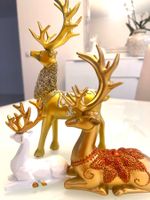 Festliche goldene Deko-Hirsche, 3er Set, Winter-Deko