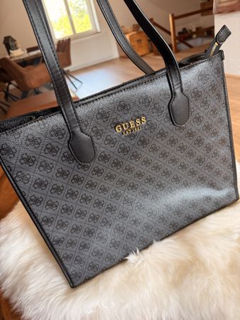 Guess Tasche Shopper schwarz monogram guter Zustand