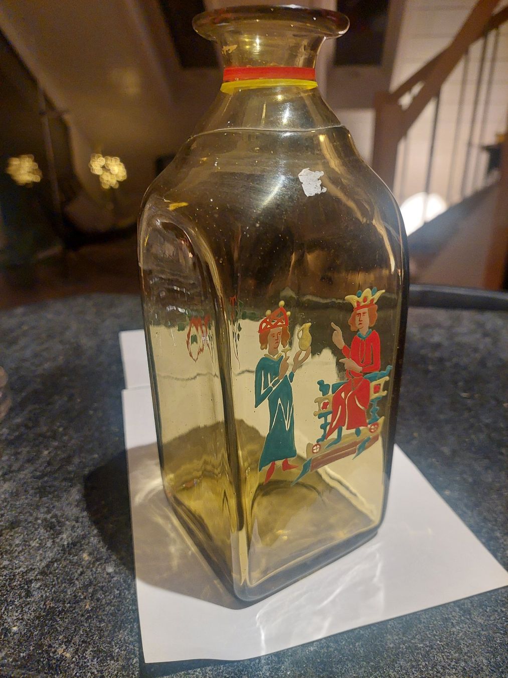 Altro: Alte Schnapsflasche , amber, mit Emailmalerei – Usato da Hergiswil NW venduto da maiette-23.N 2