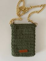Pochette téléphone double poche en crochet avec chainette