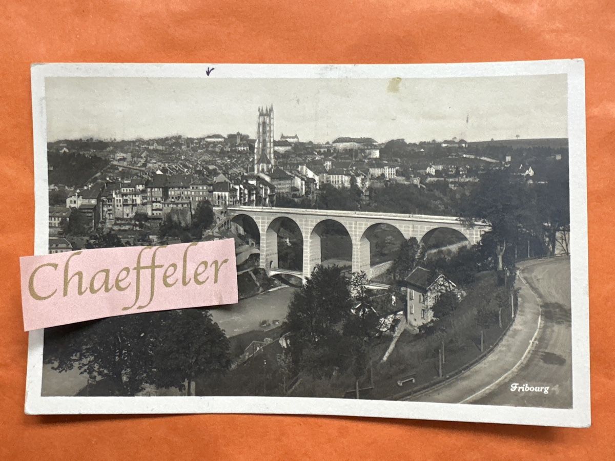 Cartoline postali:  1929 Freiburg mit Brücke – Usato da Zürich venduto da Chaeffeler