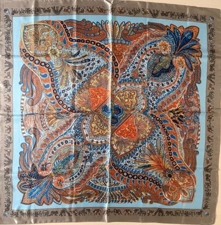 Foulard Halstuch Blau-Silber - 88x88cm – neu & ungebraucht