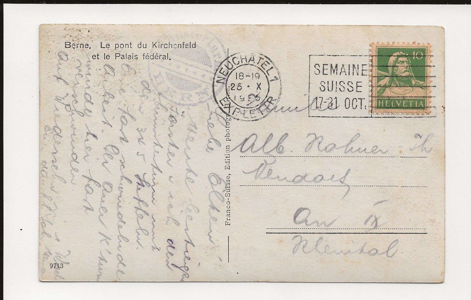 Cartes postales: AK ca. 1936 Bern Kirchenfeldbrücke mit Bundespalast – D'occasion à Greifensee par 315WDO 1