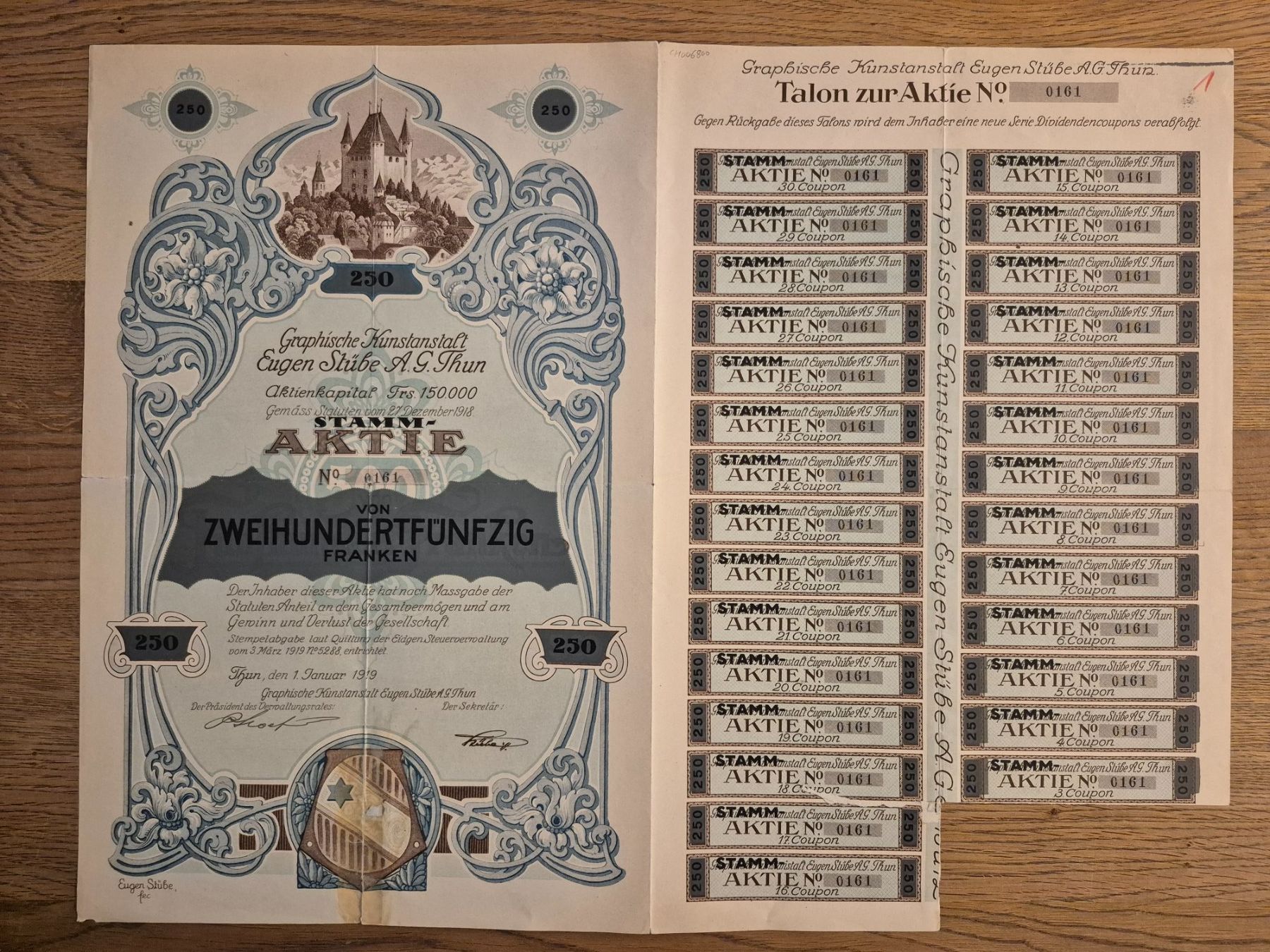 Documenti: Eugen Stübe AG Thun - Graphische Kunstanstalt – Usato da Balsthal venduto da Palcivalle 2