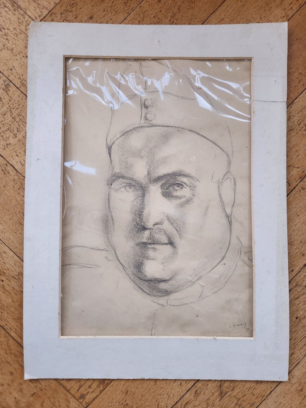 Gemälde: Portrait au crayon, signé, encadré – Gebraucht aus Territet von Cenh 1