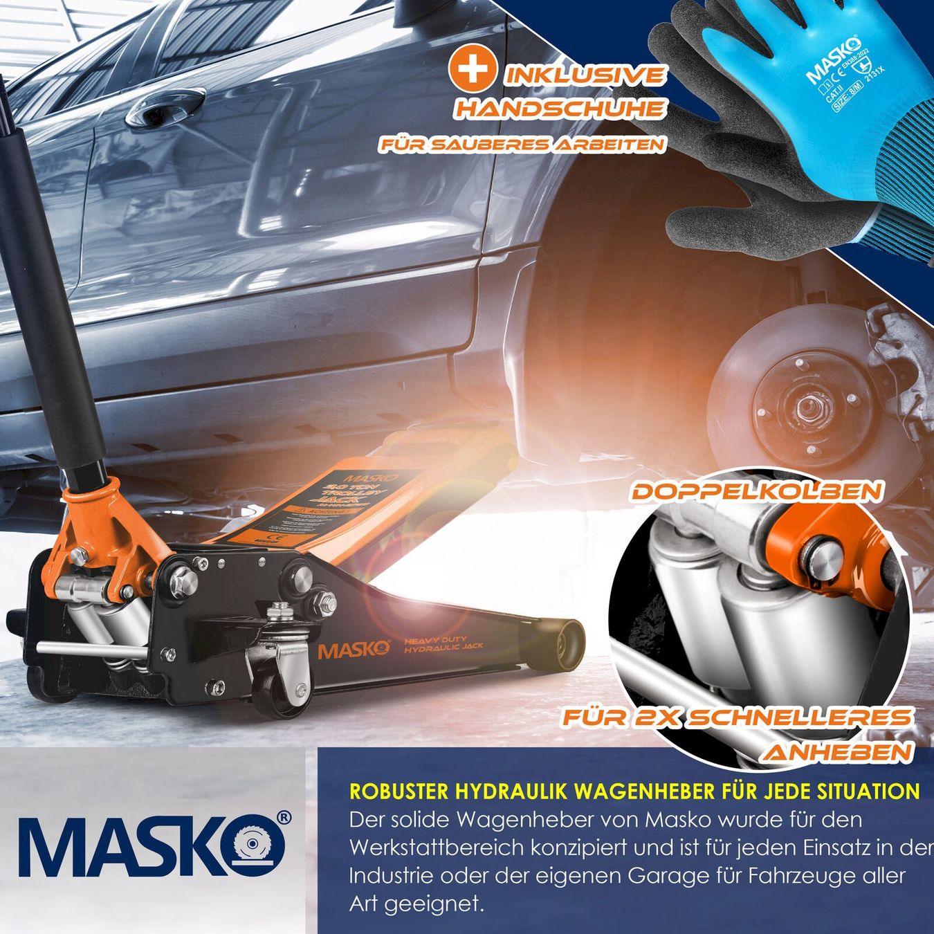 Hebebühne & Wagenheber: MASKO Wagenheber hydraulisch 3T Orange – Neu und originalverpackt aus Bottighofen von zaap 4
