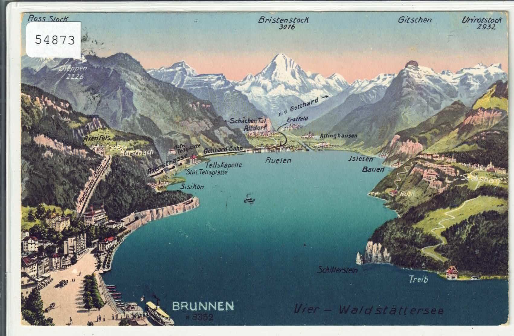 Cartoline postali: Brunnen - Panorama Relief - Litho – Usato da Ettingen venduto da Kartenplanet