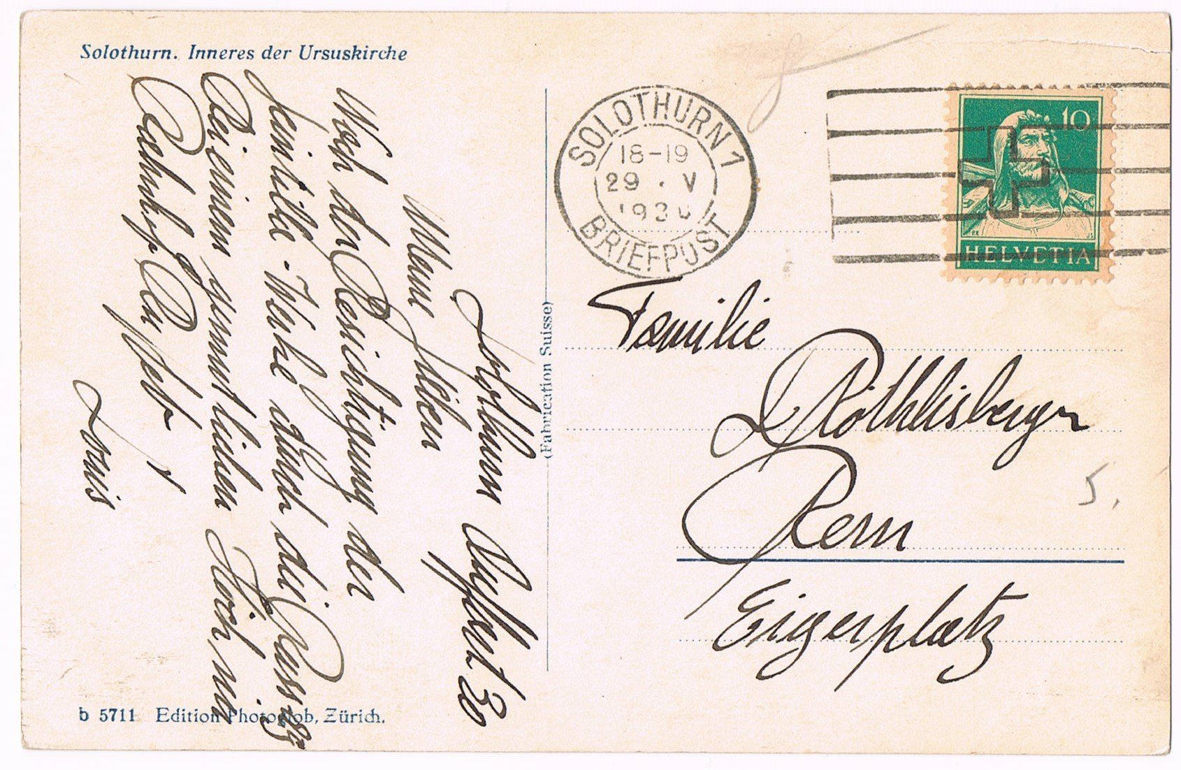 Cartoline postali: Solothurn, Inneres der Ursuskirche – Usato da Buchs AG venduto da Baerfisch 1