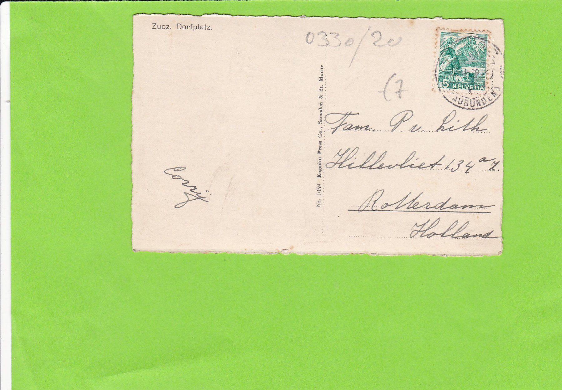 Cartoline postali: Zuoz-Dorfplatz-Winter – Usato da St. Peterzell venduto da neckertal 1
