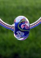 Lampwork Glasperle mit Blumen Glas bead