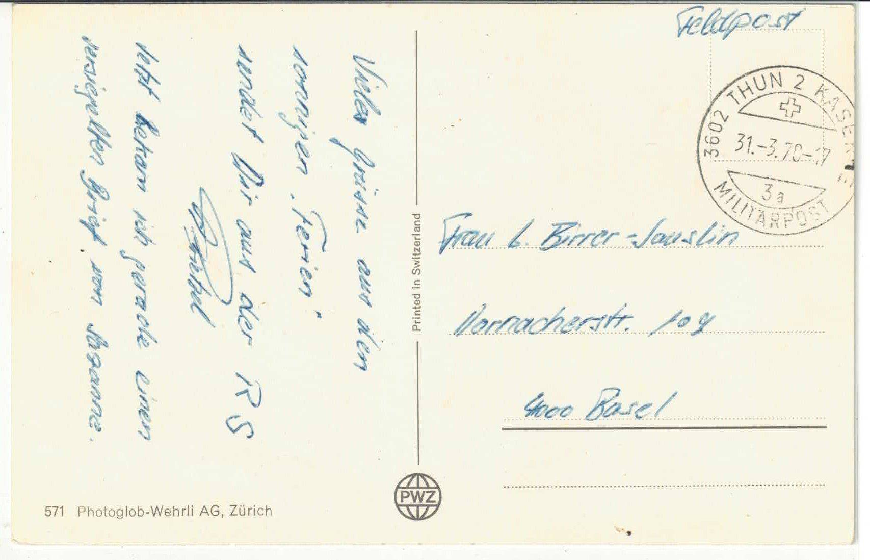 Cartoline postali: Humor Armee Suisse - Fliegerdeckung – Usato da Ettingen venduto da Kartenplanet 1