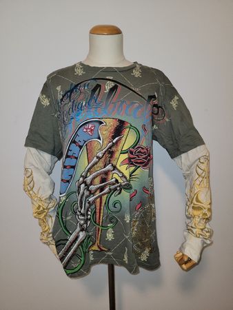 Y2K Ed Hardy Christian Audigier Shirt Grösse L 