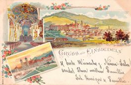 GRUSS aus EINSIEDELN - Lithographie 1899