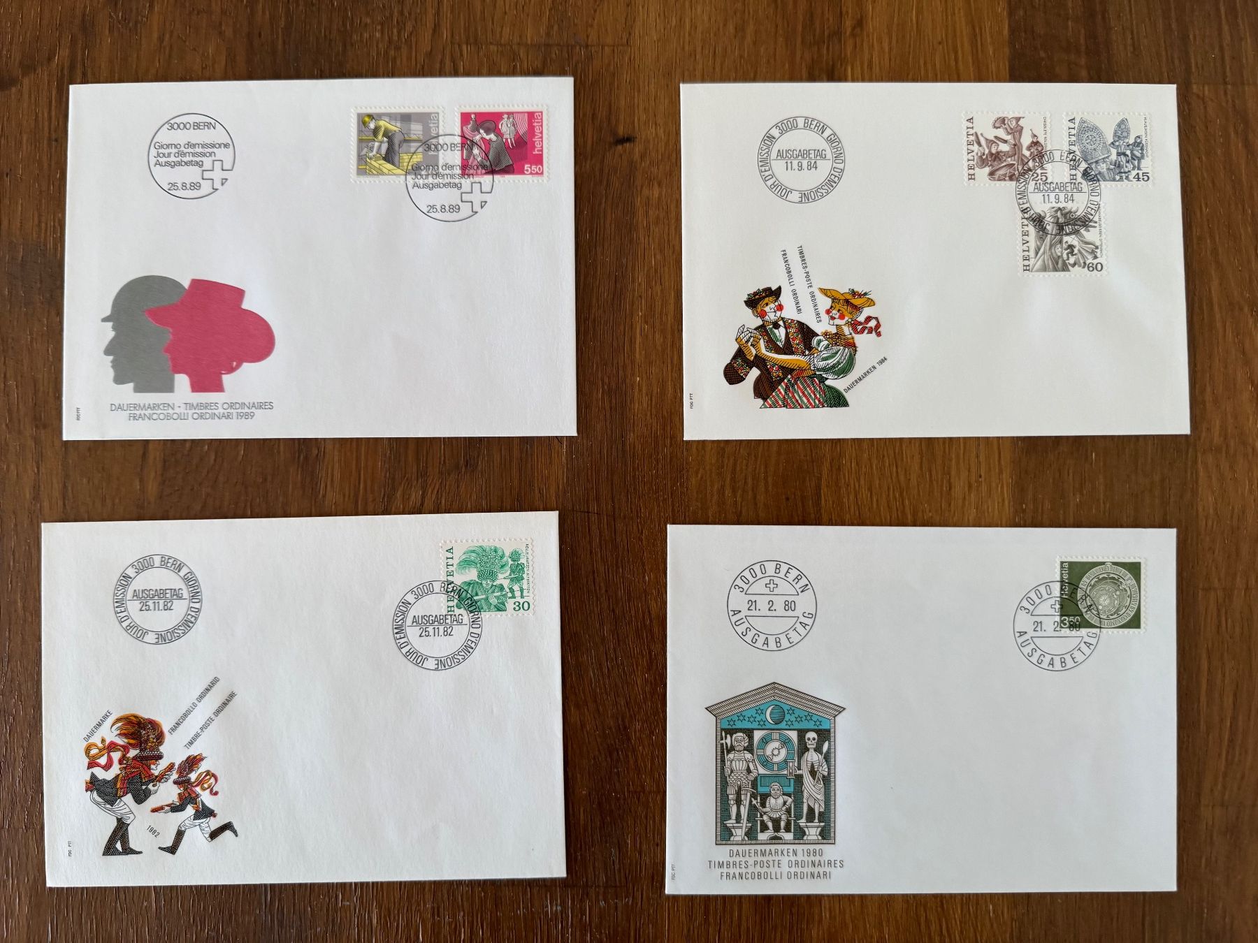 Alle Briefmarken: 4 CH Ersttagsbriefe, Dauermarken, 1980 - 1989 – Neu (gemäss Beschreibung) aus Winterthur von mathis-spielsteine