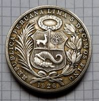 Peru 1 Sol 1926 0.500 Silber, in sehr gutem Zustand