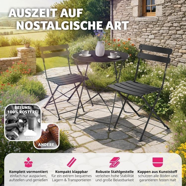 Set de table et chaises: Gartenmöbel Bistro Set Klapptisch mit 2 Stühlen VALENTIN – Neuf avec emballage d'origine à Lachen SZ par sw3zzy 1