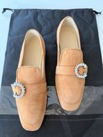Jimmy Choo Mani – Mocassini in suede color cammello/beige co