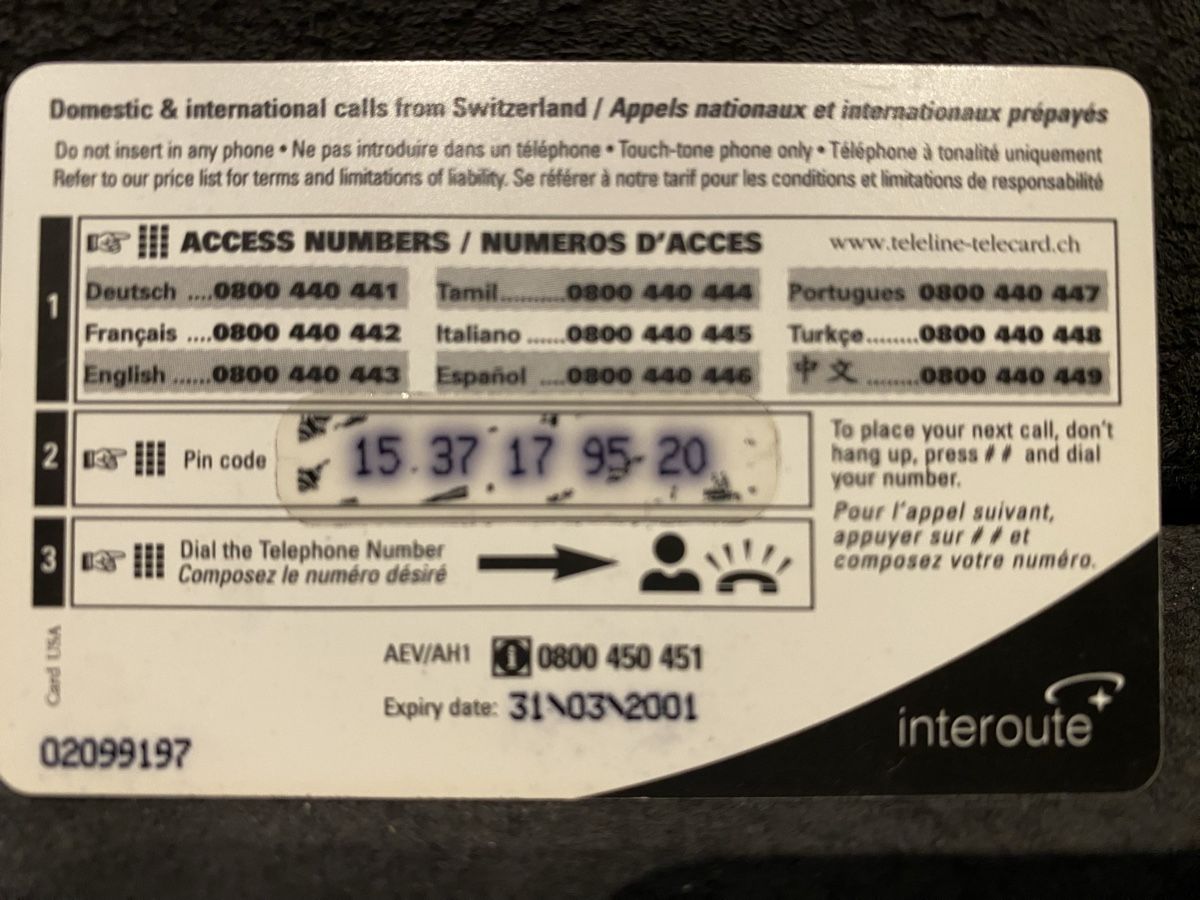 Cartes de téléphone: Teleline – D'occasion à Lausanne par babacard10 1