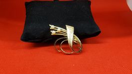 Elegante Vintage Brosche Goldfarben mit Perlen - Exklusiv!