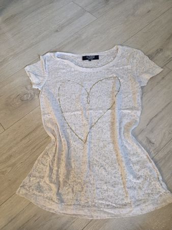 G3000 Damen Burn-out T-Shirt Herz Print Weiss Grösse 34 