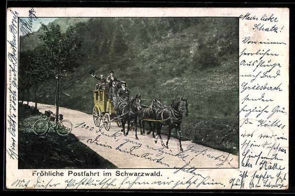 Cartoline postali: AK Postkutsche im Schwarzwald, 1904 – Usato da Berlin venduto da bartko-reher