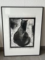 Schöner Holzschnitt "Katze" signiert, 80x60cm