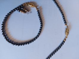 Elegantes Hämatit-Schmuckset, Halskette und Ohrstecker