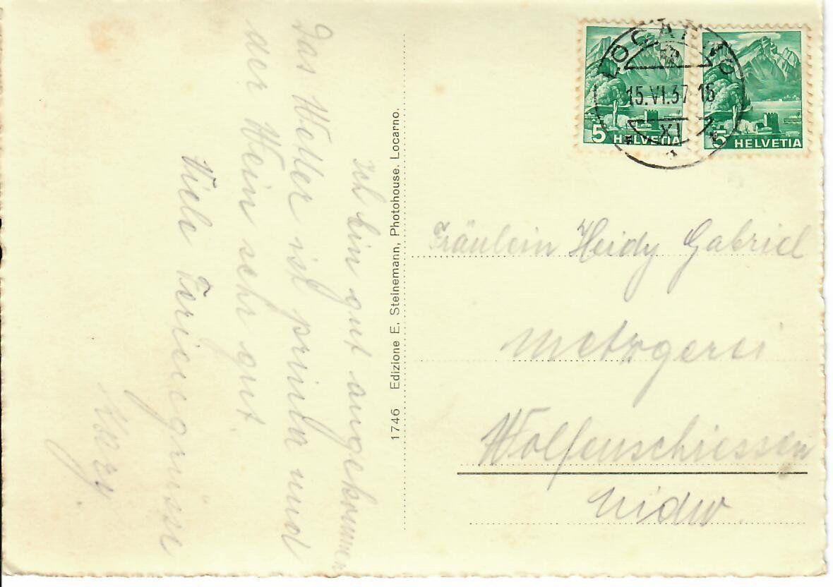 Cartoline postali: Locarno 1937 – Usato da Hochdorf venduto da Ziegel-16 1
