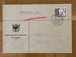 Ganzsache Gerichtsschreiberei Frutigen, 1954