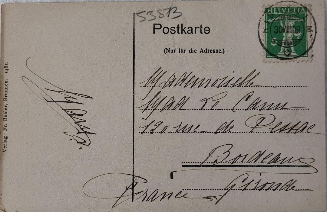 Cartoline postali: RIGI-KULM - Hotel mit den Alpen - 1909 – Usato da Delémont venduto da Domdom1 1