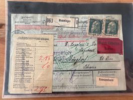 Bayern Paketkarte Eilbote Schweiz Zollbeleg Altdeutschland
