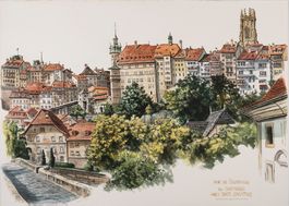 Vue de Fribourg, vue du Sauvage .  (Sacatos.)