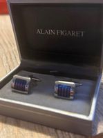 Boutons de manchette ALAIN FIGARET carrés bleus argentés
