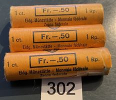 (Nr. 302) 3 Rollen 1 Räppler (3x Originalrollen à 50 Münzen)