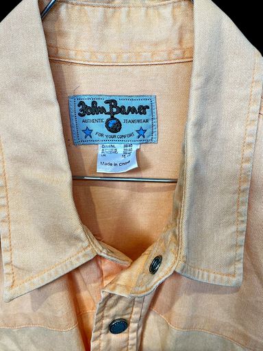 Camicie: John Baner Pfirsichfarbenes Kurzarm-Button-Down-Hemd - – Usato da Zug venduto da vinokilo 3