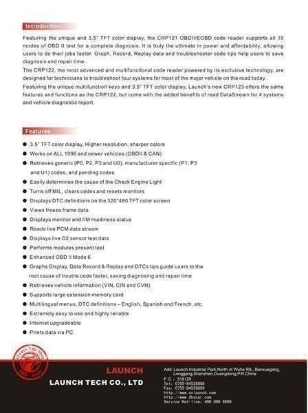 Launch Tutti gli attrezzi: Original Launch Creader CRP123 OBD Diag – Nuovo (secondo la descrizione) da Chur venduto da P0WER 5
