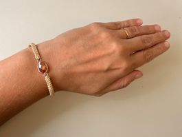 Cordel-Armband beige Silber 925
