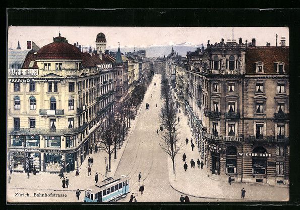 Cartoline postali: Zürich, Bahnhofstrasse mit Strassenbahn – Usato da Berlin venduto da bartko-reher