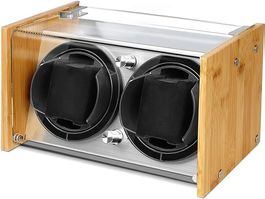 Uhrenbeweger aus Bambus für 2 automatische Herrenuhren