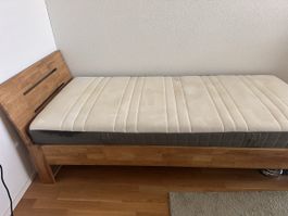 Wooden bed frame with mattress used condition