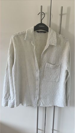 White Cotton Shirt with Broderie Anglaise M