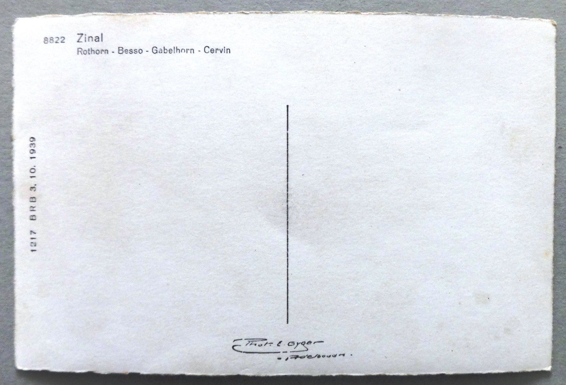 Cartoline postali: Zinal, Rothorn - Besso - Gabelhorn - Cervin – Usato da Fétigny venduto da Billy2miny 1