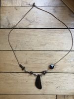 Braune Statement-Kette mit Anhänger, neuwertig, Herbst 🍂