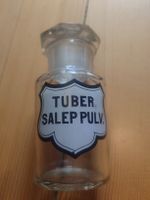 Apothekerflasche "Tuber Salep Pulv." mit Glasstopfen! 12cm H