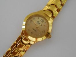 Cyprea Goldfarben Vintage Quarz Uhr mit neuer Batterie