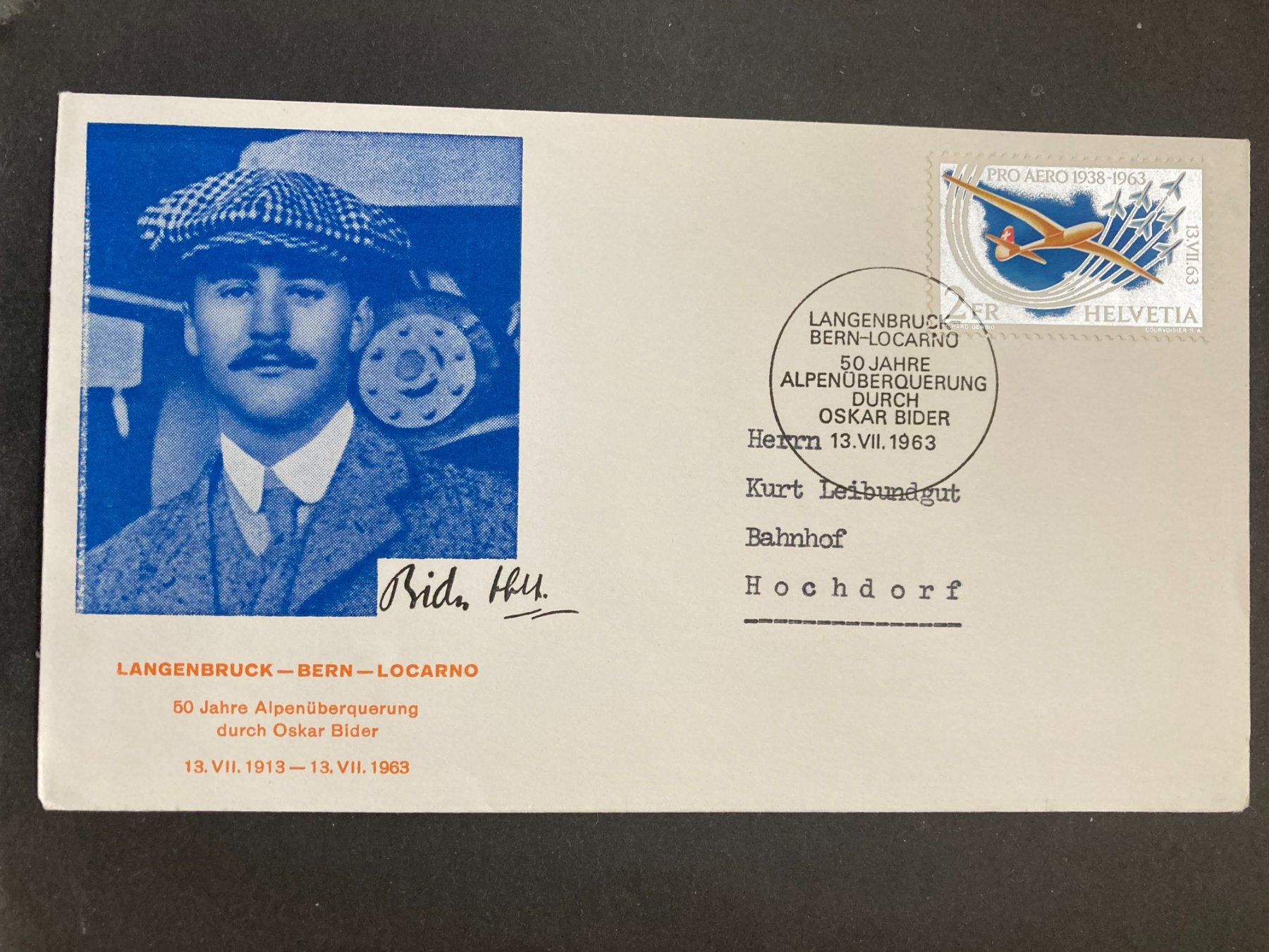 Tous les timbres: Schweiz 1963 ill.Flugbrief Alpenüberquerung Binder Autogramm – D'occasion à Liestal par schnueps