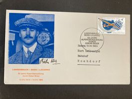 Schweiz 1963 ill.Flugbrief Alpenüberquerung Binder Autogramm